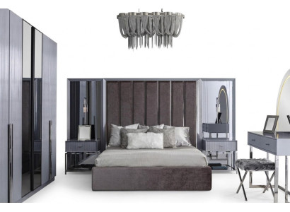 Graues Doppelbett Nachttische Luxus Schlafzimmermöbel Komfortables