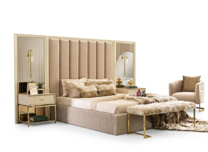 Luxus Schlafzimmer Set Bett mit Nachttischen Bank 4tlg. Einrichtung