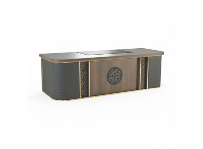 Bürotisch Modern Design Braun Schwarz Zweifarbig Rechteckig Form Stil