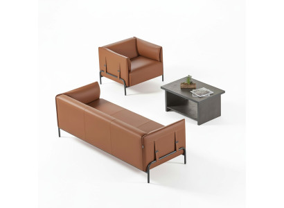 Sitzmöbel 3tlg Braun 3-Sitzer Sessel Grau Farbe Couchtisch Arbeitszimmer