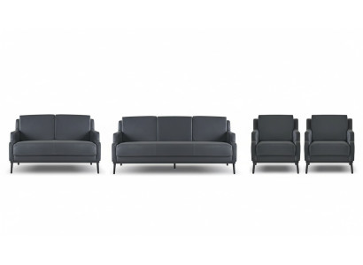Arbeitszimmer-Set 4tlg 3-Sitzer 2-Sitzer 2x Sessel Dunkelgrau Einfarbig