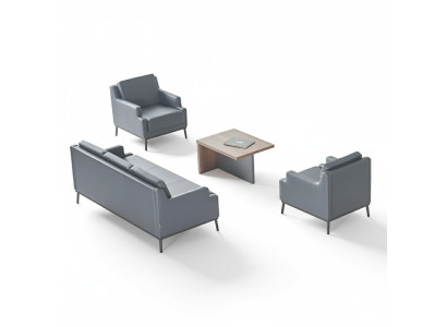 Arbeitszimmer-Set 4tlg 3-Sitzer 2x Sessel Couchtisch Dunkelgrau Braun
