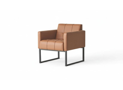 Sessel Braun Einfarbig Arbeitszimmer Modern Design 1-Sitzer Edelstahl
