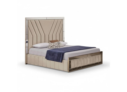 Beiges Schlafzimmer Bett Designer Doppelbett Luxuriöser Bettrahmen Bett