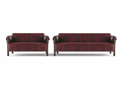 Couch Ledesofas 3-Sitzer 2-Sitzer Bordeaux Modern Stil Leder Holz Set
