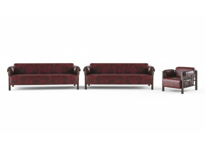 Sitzmöbel-Set 3-Sitzer Sessel Leder Weiche Holz Ledersofas Modern Sofas