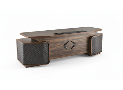 Bürotisch Schubladen Arbeitszimmer Rechteckig Braun Schwarz Modern Holz
