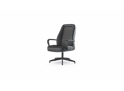Bürostuhl Schwarz Chefsessel Arbeitszimmer Büro Modern Weiche Leder Holz