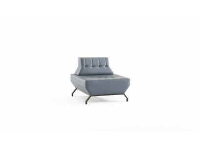 Sessel Leder Edeltstahl Art Deco Knöpfe Lehnsessel Grau Chesterfield