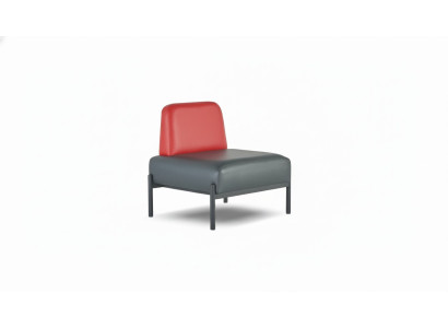 Schwarz Rot Ledersofa Flur Diele Art Deco Leder Sessel Edelstahl 1-Sitzer