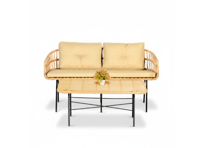 Sofa 2 Sitzer Couchtisch Garten Möbel Set Sofagarnitur Tisch Veranda Sitzgruppen
