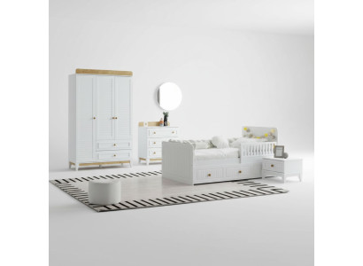 Bett Nachttisch Kommode Kleiderschrank Set Kinderzimmer Schlafzimmer
