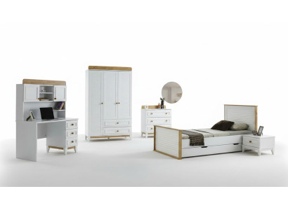Garnitur Kinderzimmer Komplete Bett Kindermöbel Holz Weiß Set Schlafzimmer 5tlg