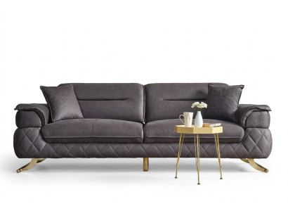Luxus 3 Sitzer Grau Couch Polster Sofa Textil Couchen Garnitur Zweisitzer Modern