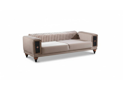 Dreisatzsofa Wohnzimmer 3-Sitzer Sofa Polster Möbel Stoff Beige Modern Couch