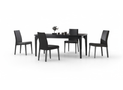 Esszimmer Set Esstisch 4x Stühle Tisch Polsterstühle Schwarz Edelstahl 5tlg
