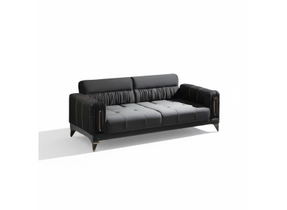 Dreisatzsofa Wohnzimmer 3-Sitzer Sofa Polster Möbel Stoff Schwarz Modern Couch