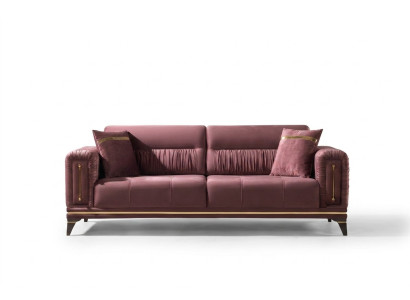 Dreisatzsofa Wohnzimmer 3-Sitzer Sofa Polster Möbel Stoff Rosa Modern Couch
