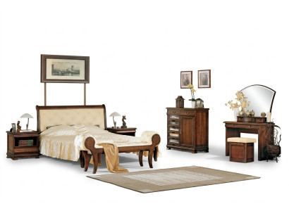 Schlafzimmer Set 5tlg Stilvoller Holzmöbel Bett 2x Nachttische Komplett Kommode
