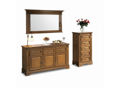 Sideboard mit Spiegel Klassisches Kommode Stilvoller Möbel Wohnzimmer Set 3tlg