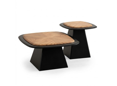 Designer Couchtisch Set – 2x Tische Holz, modernes Design 2-tlg für Wohnzimmer