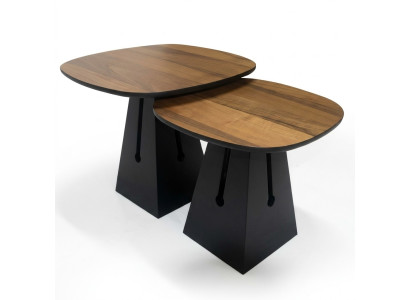 Set 2x Couchtische runde Designer Kaffeetische stilvolle Beistelltische