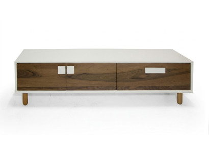 Stilvoller beiger TV-Ständer Designer Holz-Lowboard mit Schubladen elegant