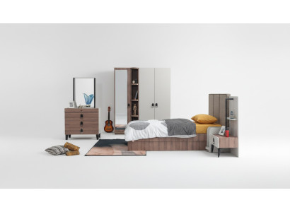 Kinderzimmer Set Bett Nachttisch Kommode Kleiderschrank Braun Modern Hochwertige