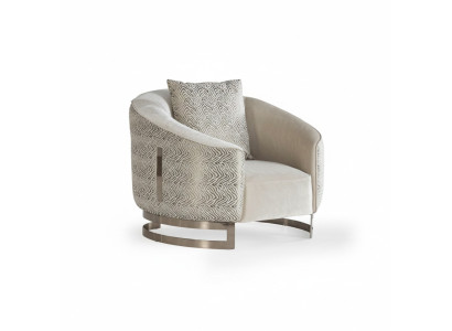 Designer Sessel Polstersessel Stuhl Mit Kissen Beige Gold Edelstahl Luxus