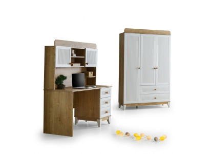 Schlafzimmer Kinder Jugend Zimmer Set Kleiderschrank Schreibtisch 2 teiliges