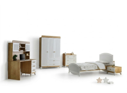 Design Mädchen Jugendzimmer Set Bett Nachttisch Kleiderschrank Schlafzimmer 5tlg