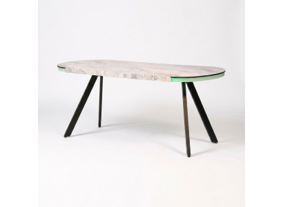 Esstisch Küchentisch Esszimmertisch Oval Tisch Marmoroptik LED beleuchtet
