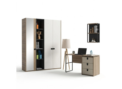 Möbelset Platzsparend Kleiderschrank Schreibtisch Modernes Design Wohnen Stil