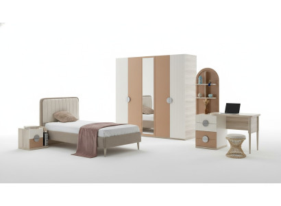 Jugendzimmer Set Bett Nachttisch Schreibtisch Modernes Design 3-teilig Möbel