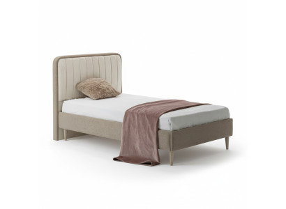 Elegantes Polsterbett mit gestepptem Kopfteil für stilvolles Jugendzimmer