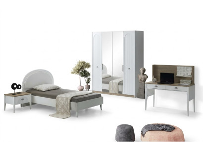 Jugendzimmer Set Bett Nachttisch Kleiderschrank Schreibtisch Modernes Design