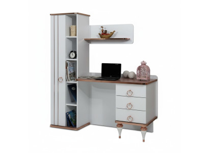 Schreibtisch Modern Design Weiß Regale Schubladen Elegante Akzente Kinderzimmer
