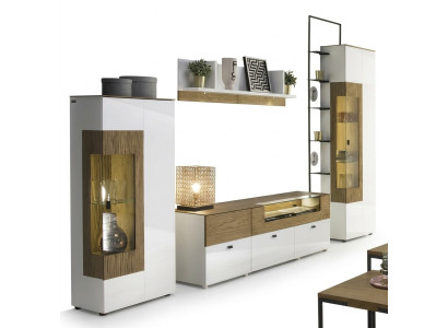 Modern Set TV-Lowboard 2x Vitrine Luxuriöses Wohnwand Wandregal Komplett