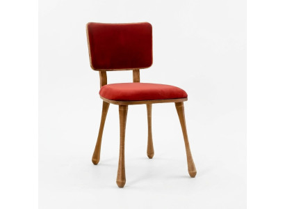 Stuhl Wohnzimmerstuhl Esszimmerstuhl Küchenstuhl Polsterstuhl Rot Holz