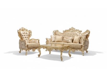 Sofagarnitur Klassische Luxus Sofas Sessel Wohnzimmer set 3+1Sitzer Sofort