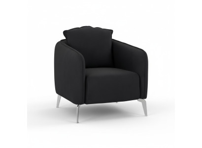 Sessel Schwarz Stoffbezug Modern Chromfüße Komfort Polster Lounge Designstuhl