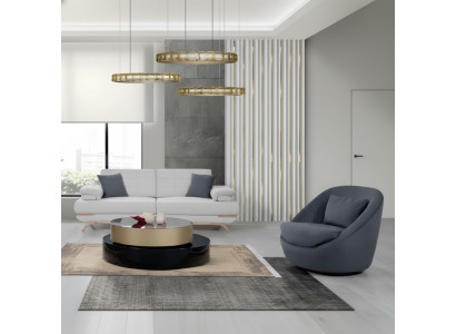 Design Sofa Set 3+1 Modern Blau Weiß Polster Couch Wohnzimmer Eleganter Stil