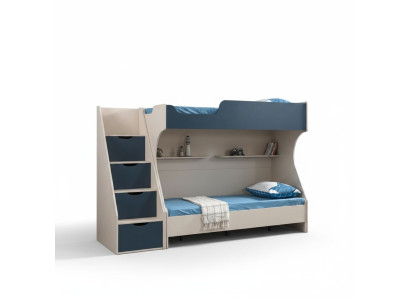 Blaues Kinderbett aus Holz modern, stilvoll und sicher
