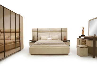 Elegantes Schlafzimmer-Set in Beige aus Holz mit stilvollem Design