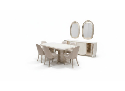 Elegantes Esszimmer-Set aus Holz in Beige mit Esstisch, Stühlen