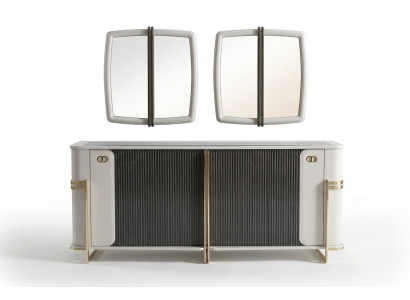 Elegantes Beiges Holz Sideboard mit Spiegel in Modernem Design
