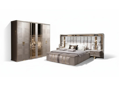 Elegantes Schlafzimmer-Set aus Holz in Beige mit modernem Design