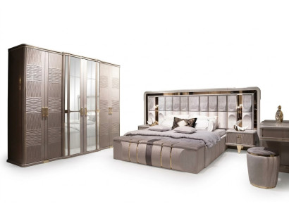 Elegantes graues Schlafzimmer-Set aus Holz mit modernem Design