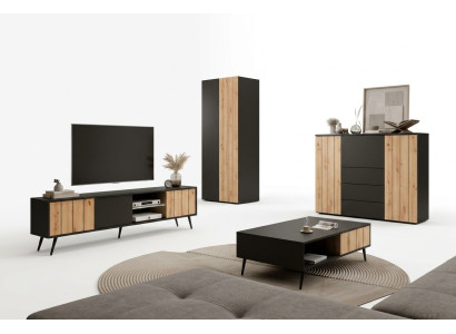 Wohnzimmer Holzmöbel Couchtisch Modern TV-Lowboard Luxuriöses Schrank Set 4tlg