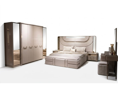 Elegantes Schlafzimmer-Set aus Holz in Beige mit modernem Design